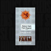 Graue Barney’s Farm Afghan Hash Plant Packung mit Sonnenlogo, Aufschrift 10 reguläre Samen und Souvenirs aus Holland