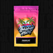 Eine farbenfrohe Nine Weeks Harvest-Samenpackung mit Palmen trägt den Sortennamen Franklinz.