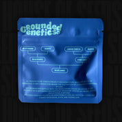 „Blue Limez“ von Grounded Genetics in einer blauen Verpackung, inklusive Genetikübersicht für Runtz, Lemon Tree S1 und Blue Linez.