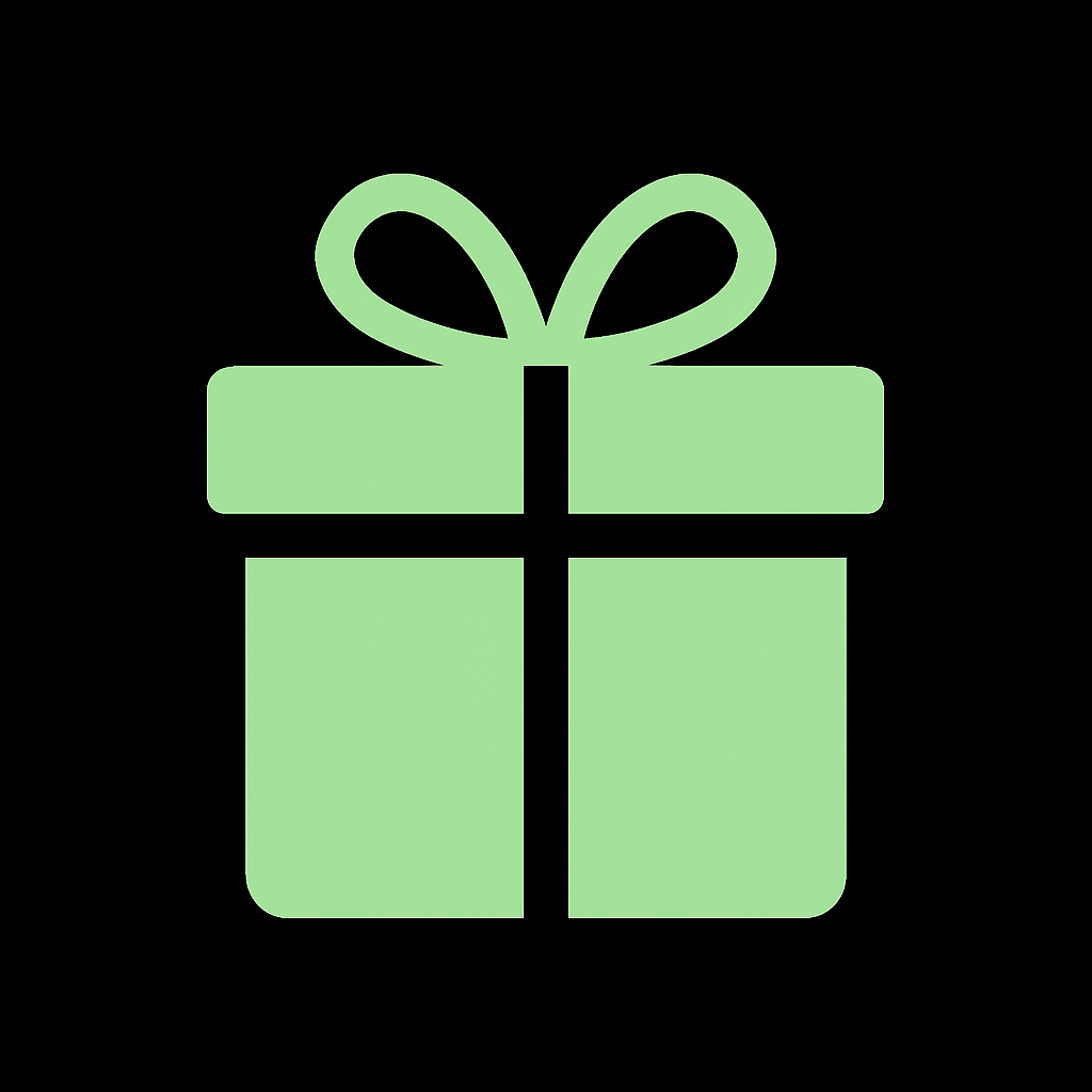 Kostenloses Saatgut von House of Seeds in einer grünen Geschenkbox mit Band und Schleife auf schwarzem Hintergrund.